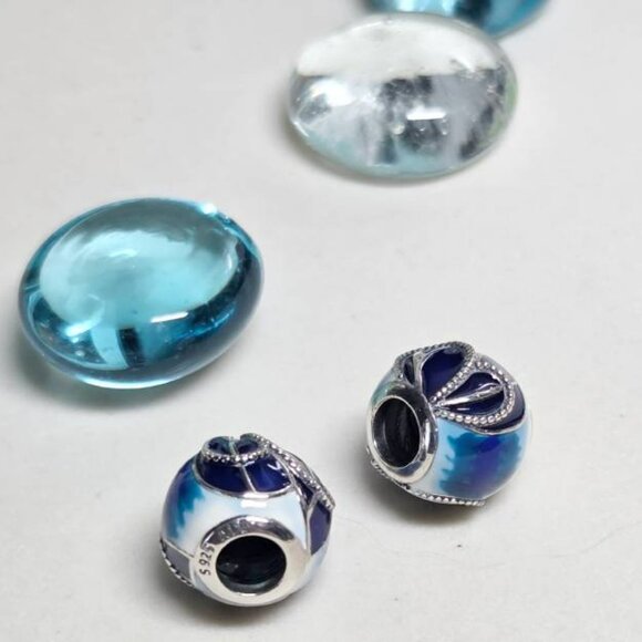 Authentic Pandora Blue Butterfly Wing Charm 925 Silver With Enamel Bead NWOT - Picture 5 of 5